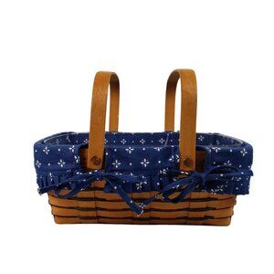 Longaberger Basket Fabric Plastic Liners Hand Woven Two Handle Dresden Ohio 1997
